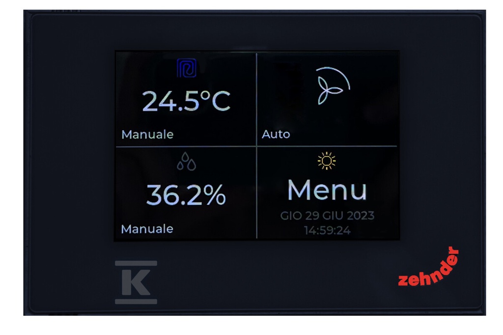 Zehnder Multi Control černý, ovládací panel s LCD displejem, napájení: 12 VDC, 250 mA, není součástí balení
