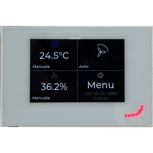 Zehnder Multi Control bílý, ovládací panel s LCD displejem, napájení: 12 VDC, 250 mA, není součástí balení