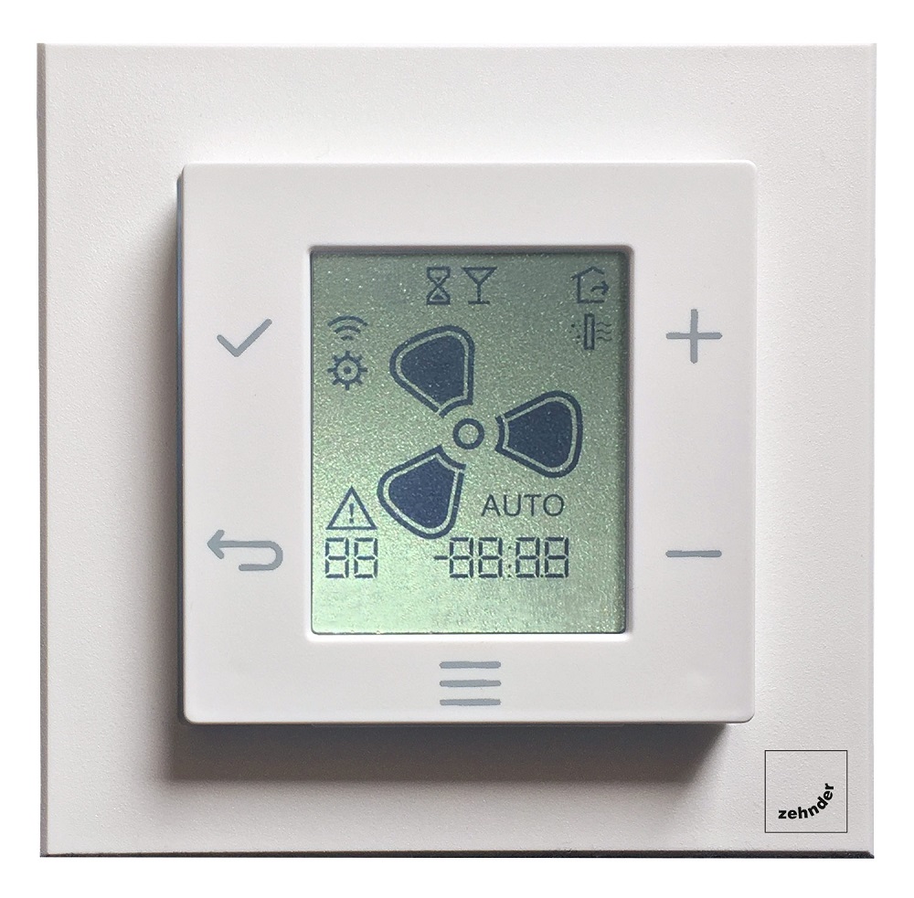 Zehnder EVO Sense RF, ovládací panel s LCD displejem, napájení 230 V