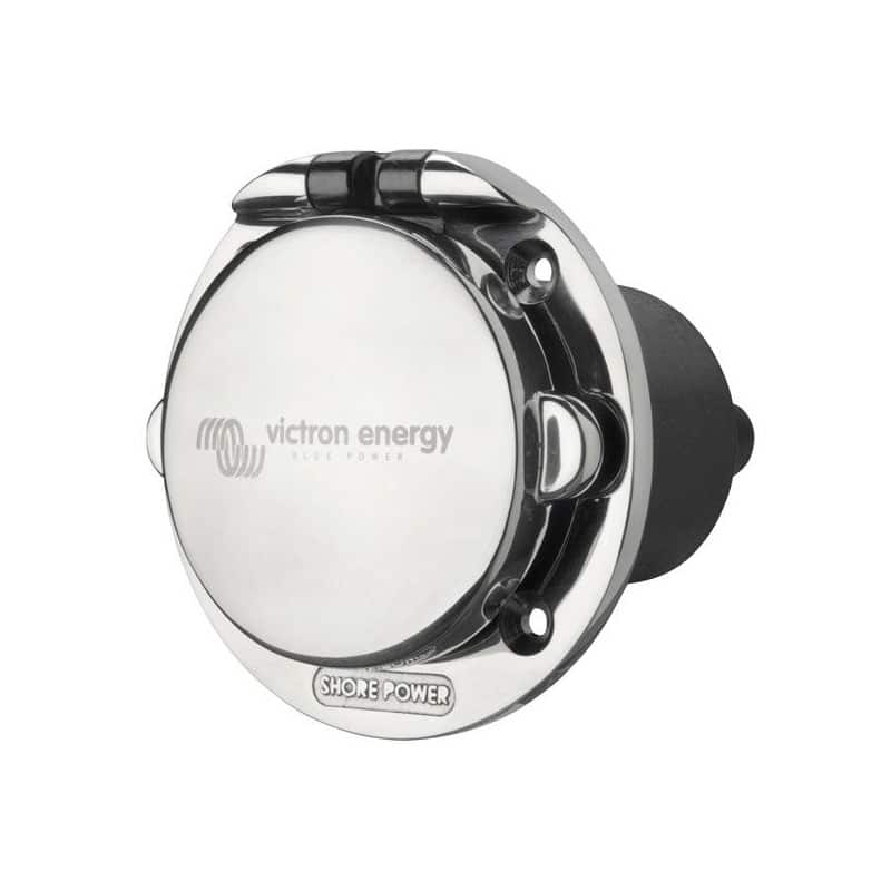 Power Inlet stainless with cover 16A/250Vac (2p/3w)
