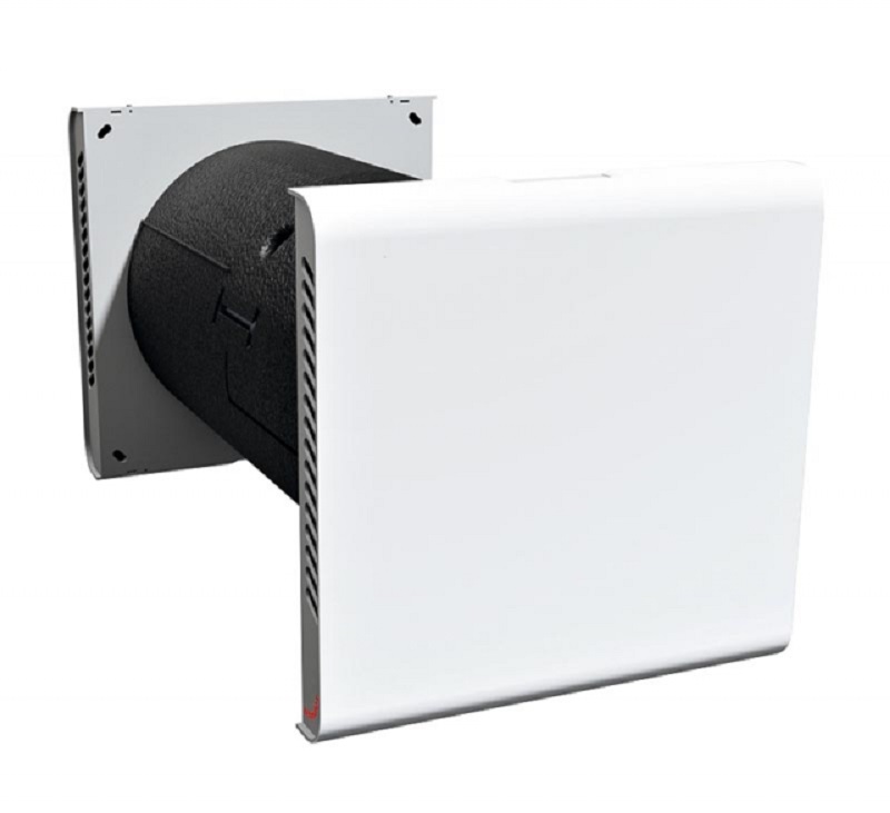 ComfoSpot 50 biely plastový vonkajší kryt, bez stenovej inštalačnej trubky (objednáva sa zvlášť), navyše integrované čidlo vlhkosti