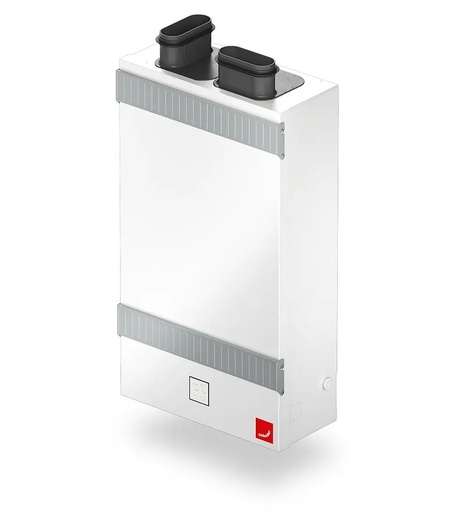 [471360110] ComfoAir Fit 100 SR Entalpie, hrdla pro připojení exteriéru dole, hrdlo pro přívod vpravo, integrovaný senzor vlhkosti