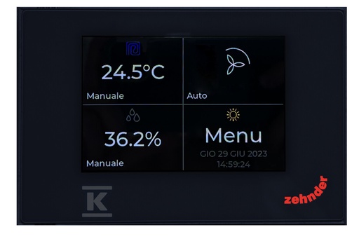 [399000201] Zehnder Multi Control černý, ovládací panel s LCD displejem, napájení: 12 VDC, 250 mA, není součástí balení