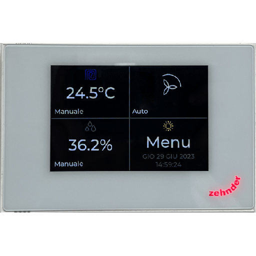 [399000200] Zehnder Multi Control bílý, ovládací panel s LCD displejem, napájení: 12 VDC, 250 mA, není součástí balení